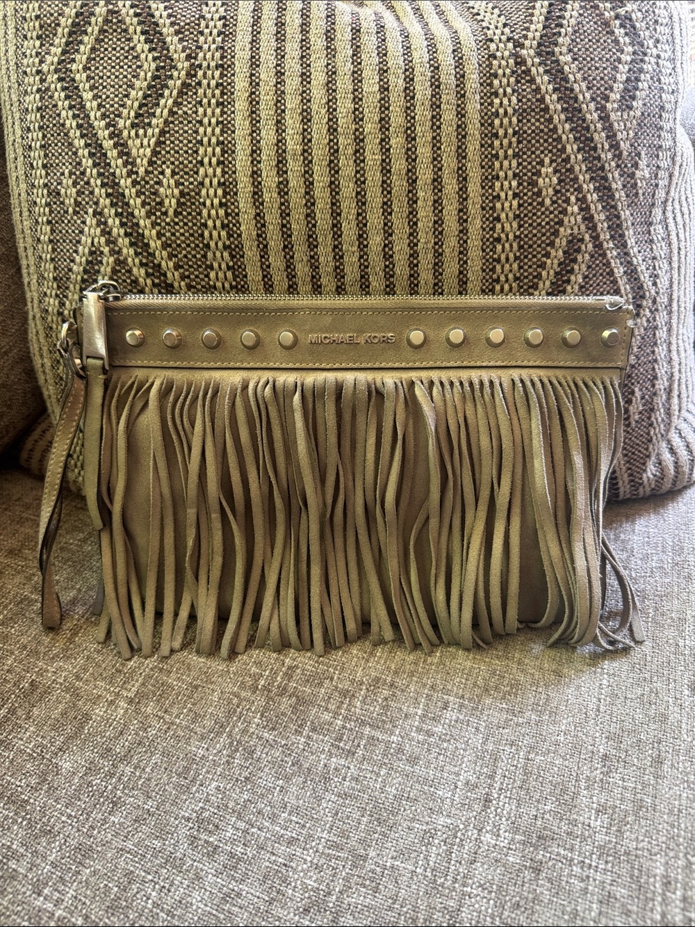 Michael Kors Grey Fringe Clutch
